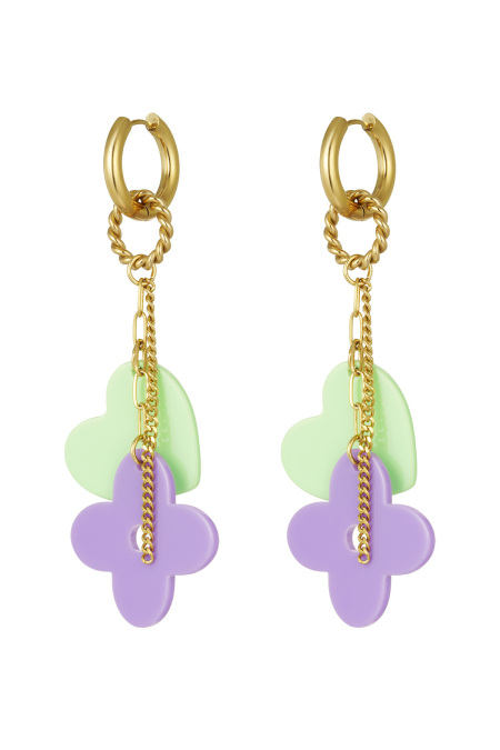 Boucles d'oreilles osez rêver - violet vert