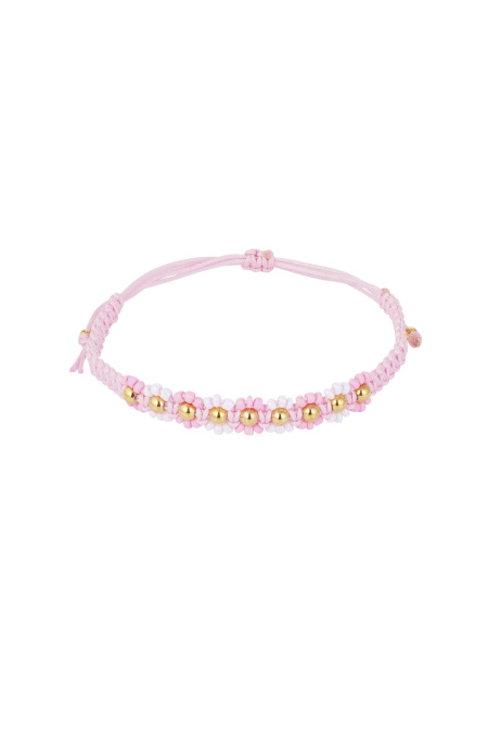 Bracelet tressé avec fleurs - rose/doré 