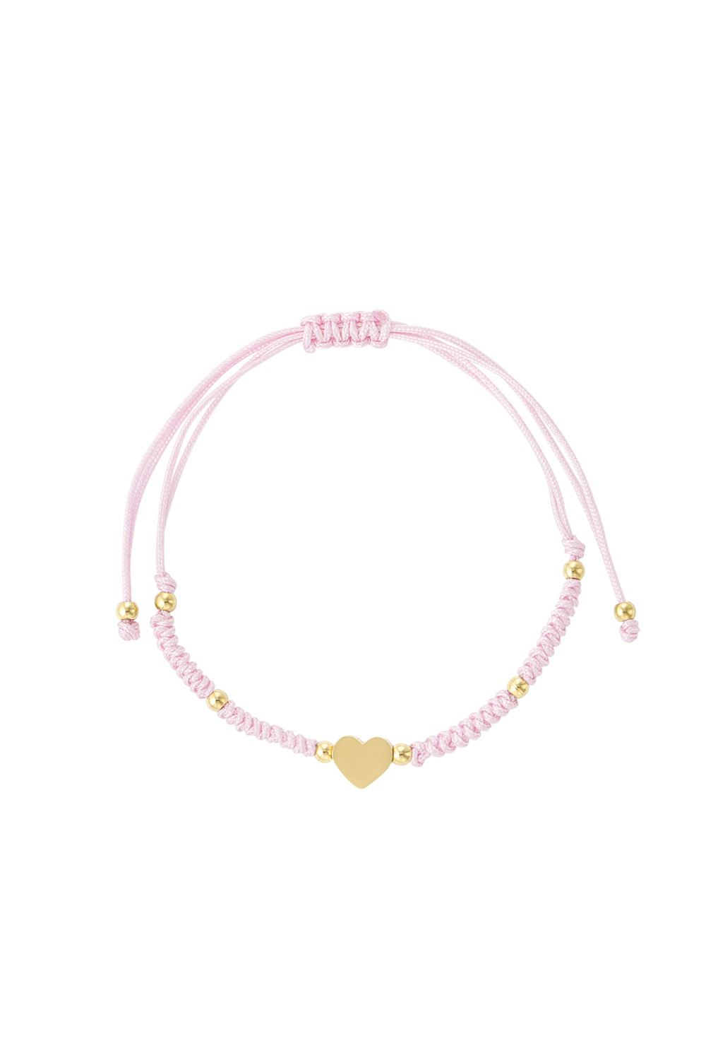 Bracelet Tressé Avec Coeur - Rose/Doré 