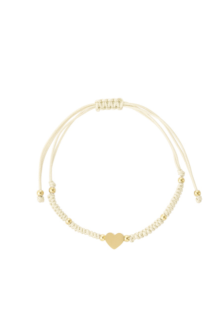 Bracelet Tressé Avec Coeur - Rose/Doré