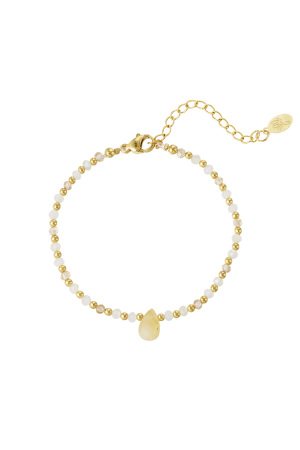 Bracelet Perles Avec Breloque Goutte - Écru h5