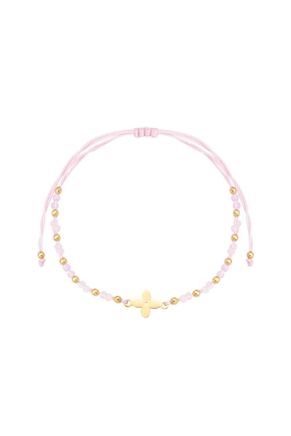 Bracelet D'été Avec Perles - Rose / Couleur Or 