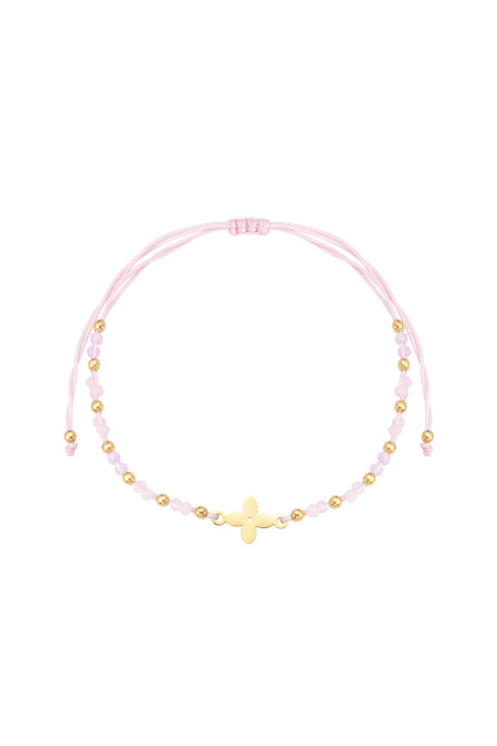 bracelet d'été avec perles - rose / couleur or
