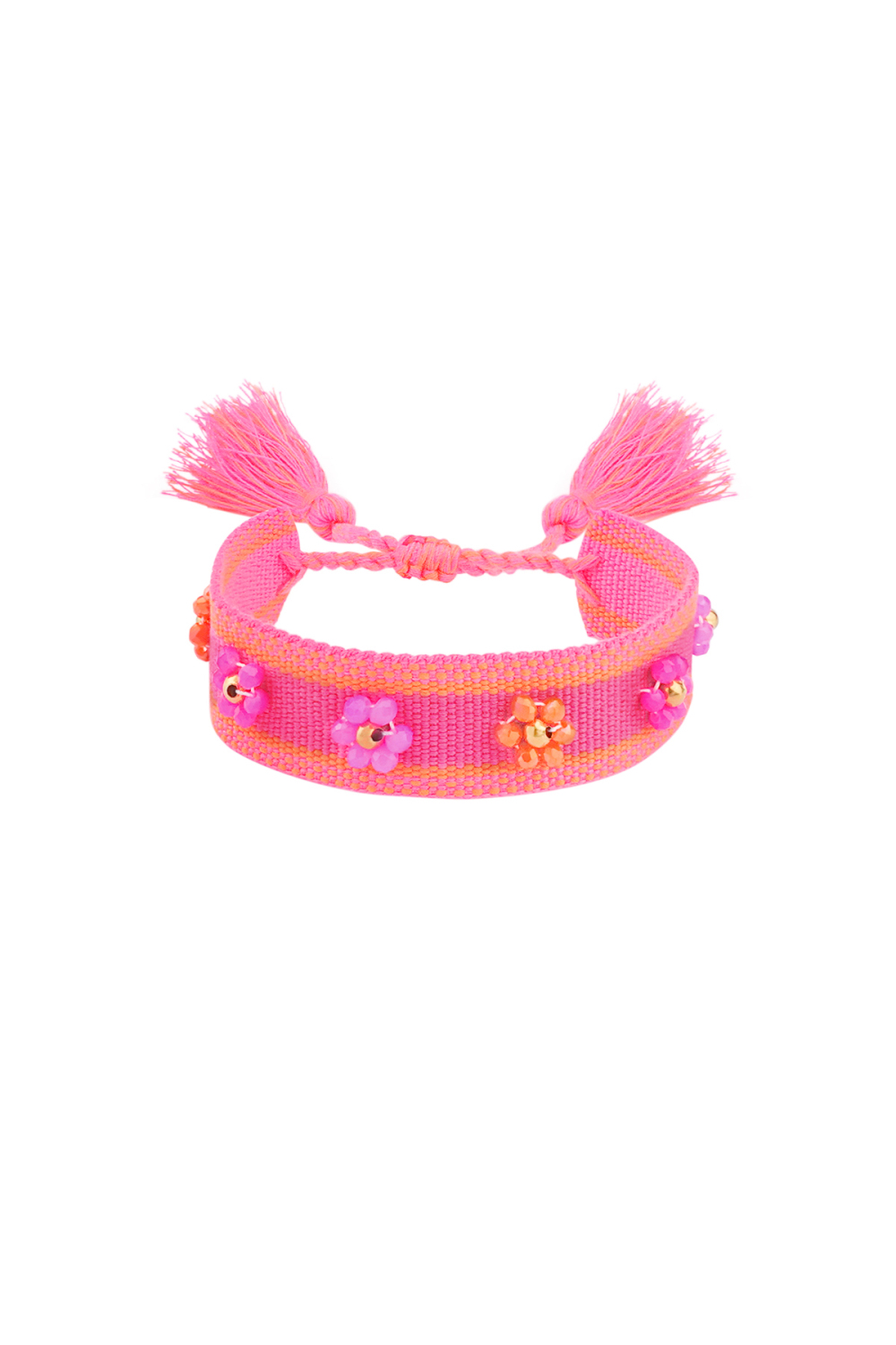 Bracelet En Tissu Avec Fleurs 