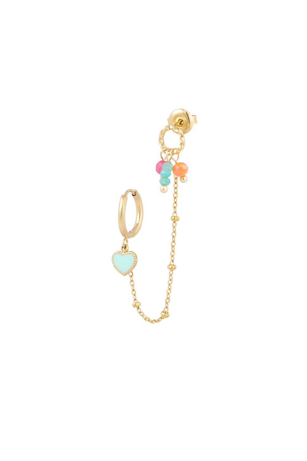Boucle D'oreille Double Amour D'été - Rose Orangé 
