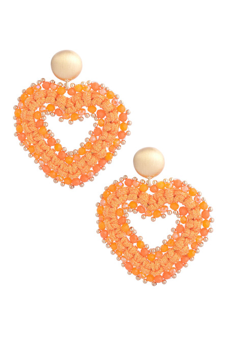 Boucles d'Couleur oreilles love all the way - Couleur or beige