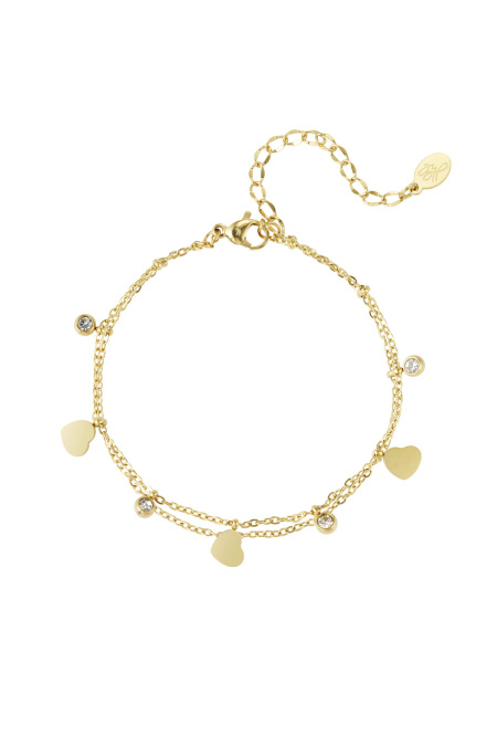 bracelet charm avec coeurs et diamants