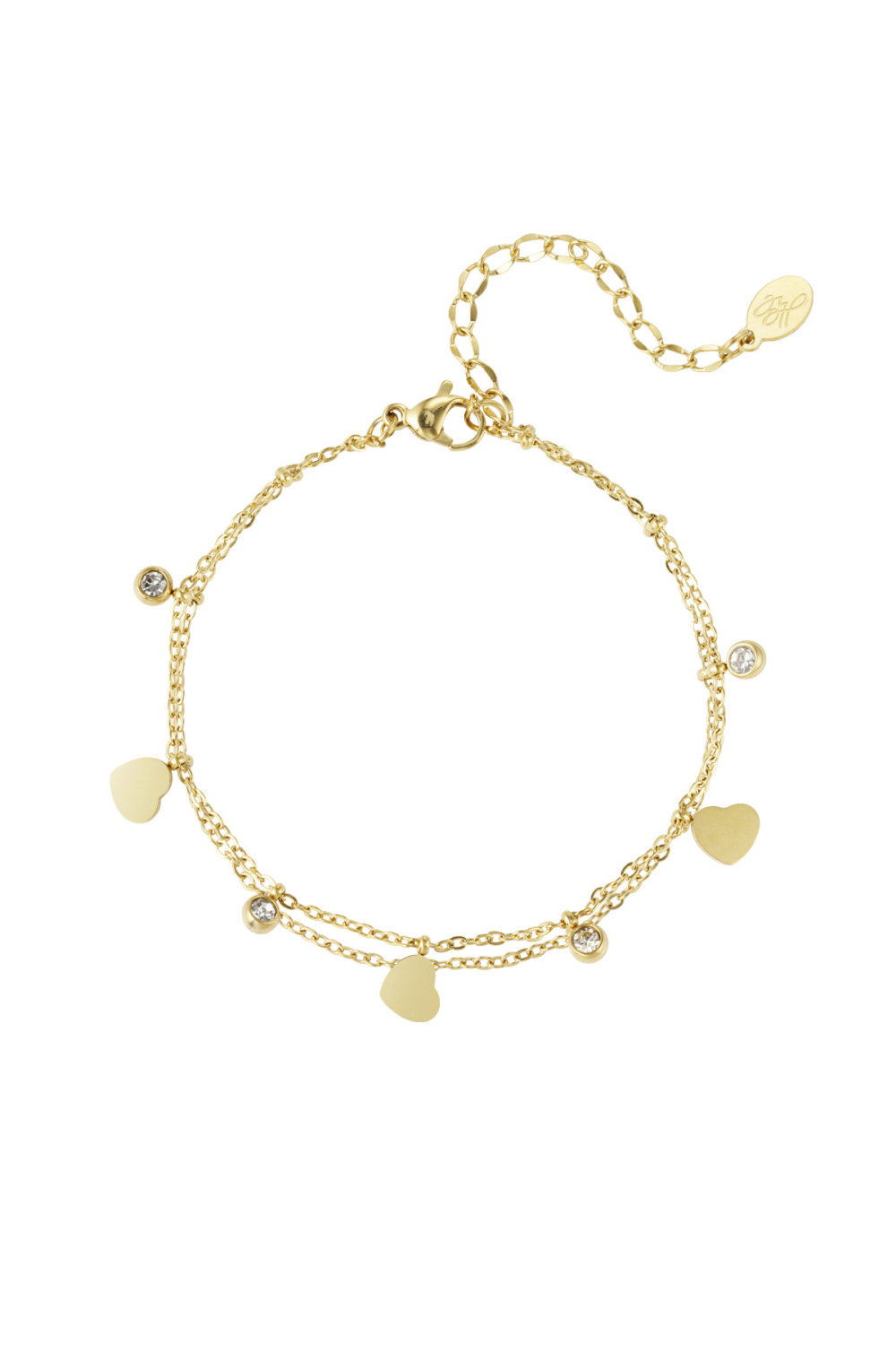 Bracelet Charm Avec Coeurs Et Diamants