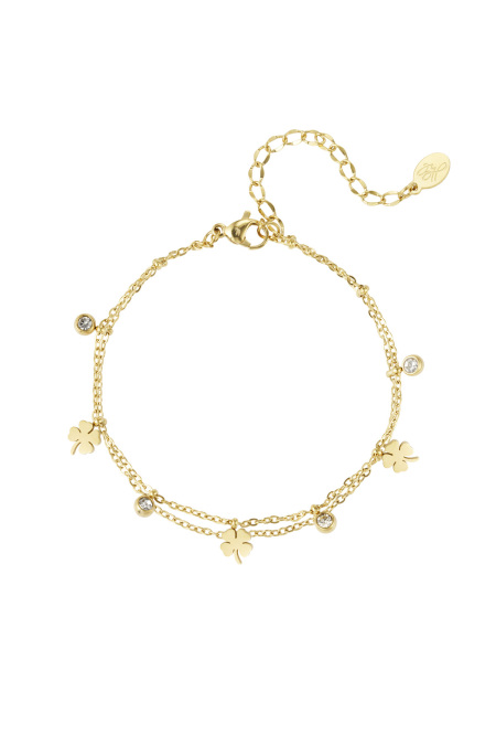 bracelet à breloques avec trèfle et diamant
