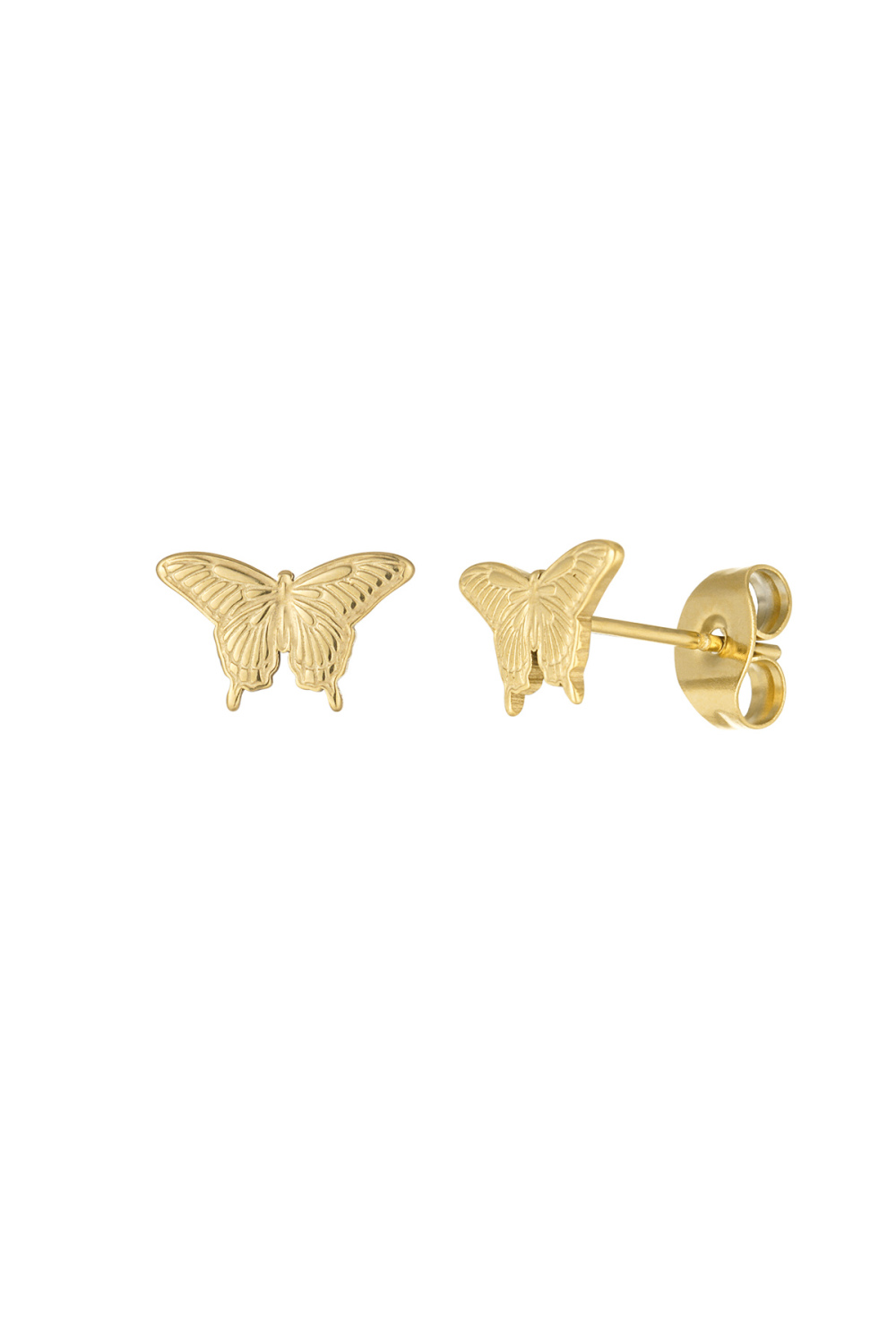 Boucles D'oreilles Clous Papillon - Doré 