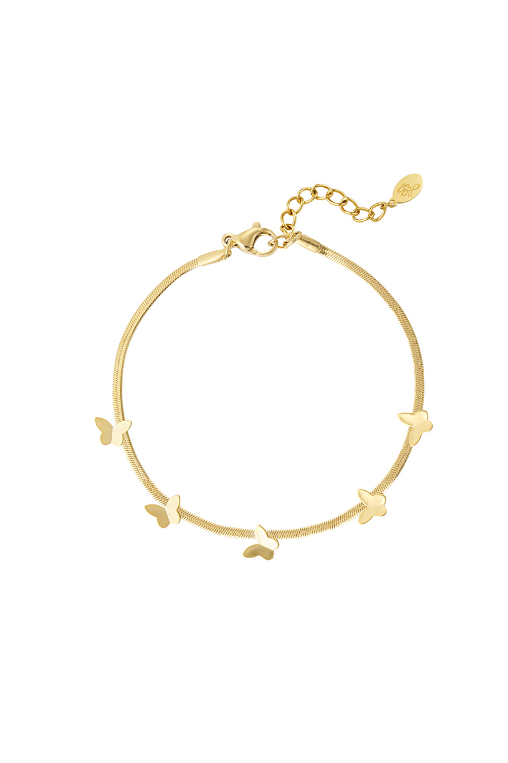 Bracelet À Maillons Plats Avec Charms Papillons - Doré  