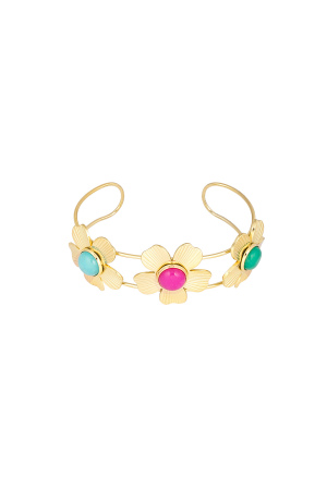 Bracelet Bohème Fleurs Pierres - Doré h5