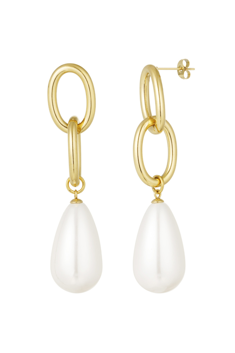 Boucle D'oreille Bague Avec Pendentif Perle - Doré 
