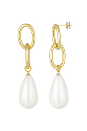 Boucle D'oreille Bague Avec Pendentif Perle - Doré h5 