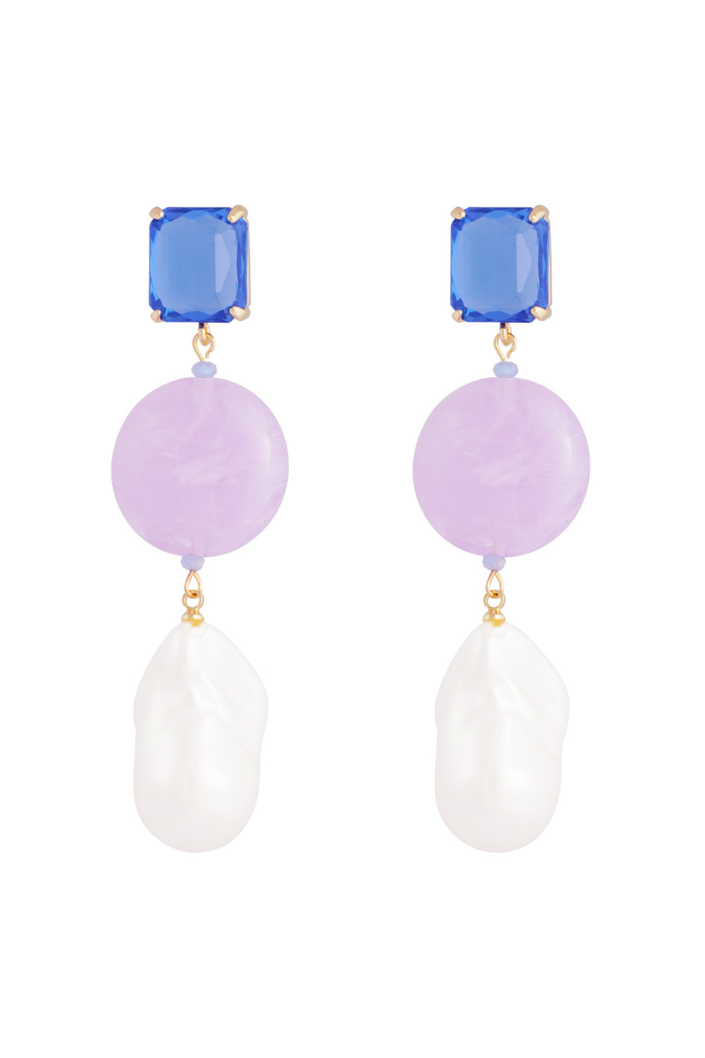 Boucles D'oreilles Perles Vintage - Bleu Violet