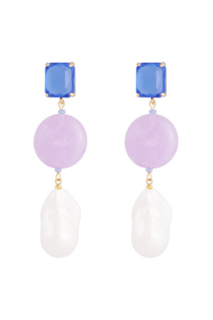 Boucles D'oreilles Perles Vintage - Bleu Violet h5