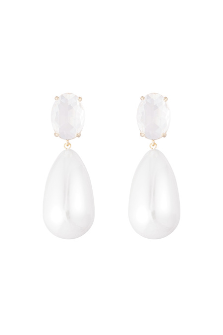 Boucle d'oreille diamant avec goutte de perle 