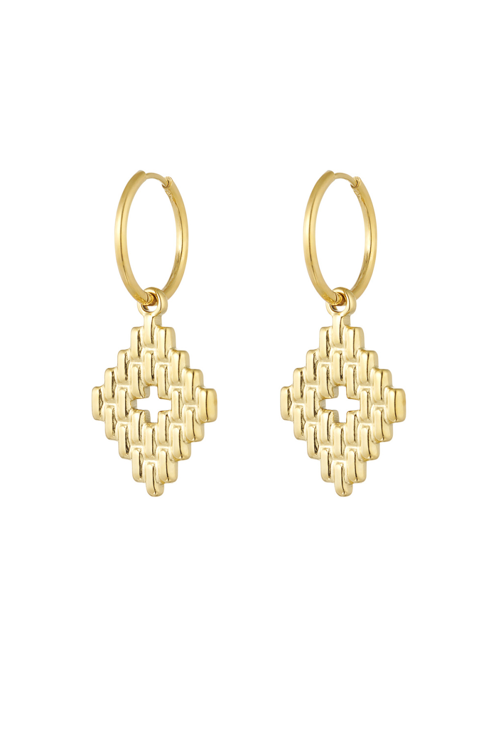 Boucles D'oreilles Avec Breloques Structurées - Doré  