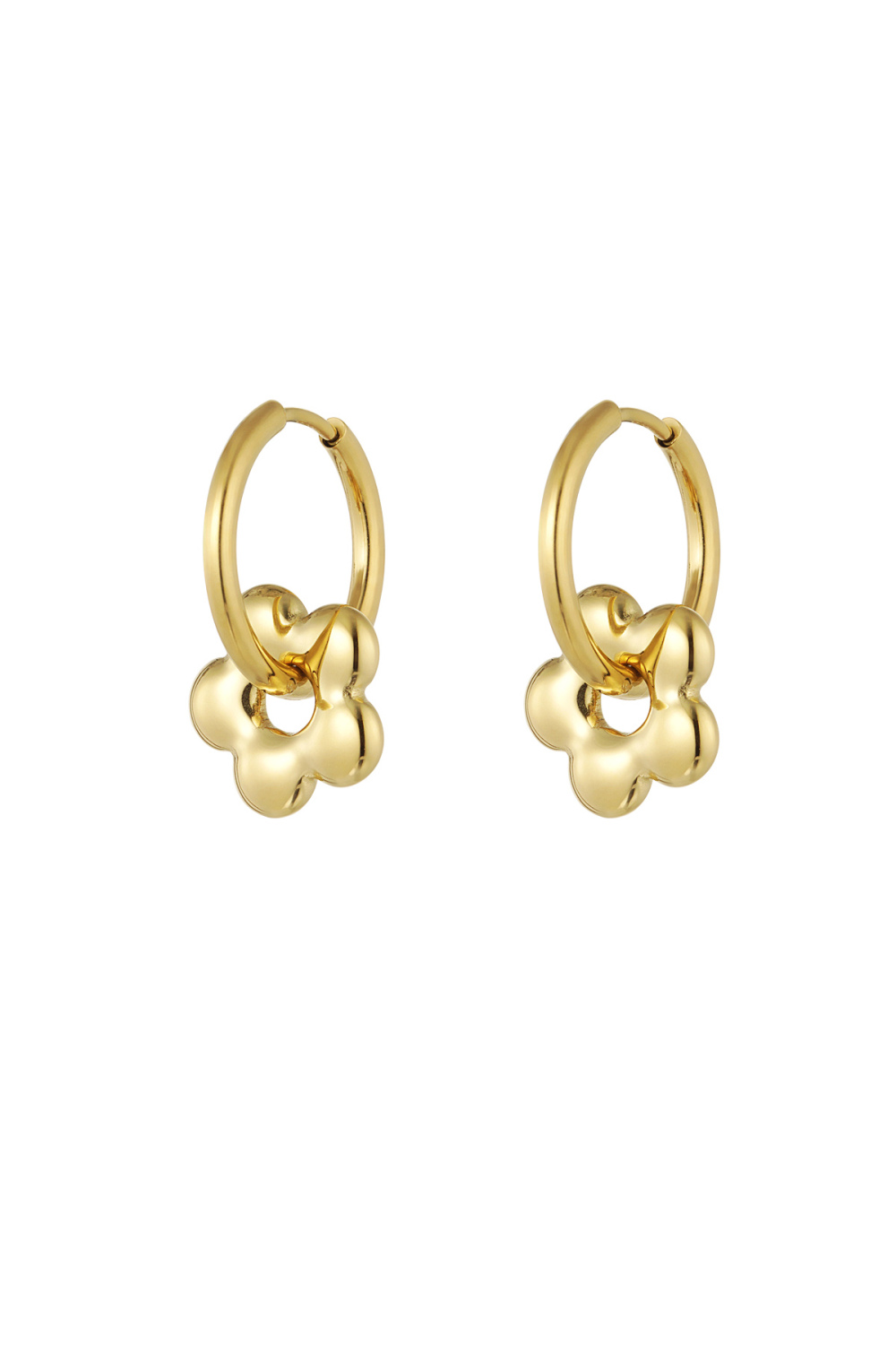 Boucles D'oreilles Créoles À Breloques Fleurs Basiques 