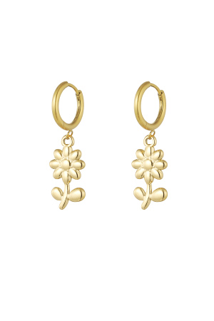 Boucles D'oreilles Basiques Avec Breloques Fleurs - Doré h5 