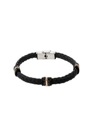 Bracelet Homme Tressé Anneaux Dorés/Noirs h5 