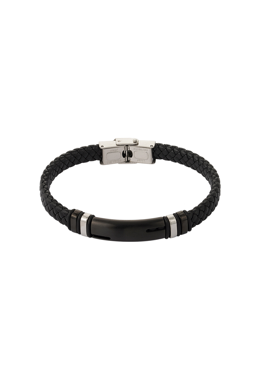 Bracelet Homme Tressé - Noir/Argent 