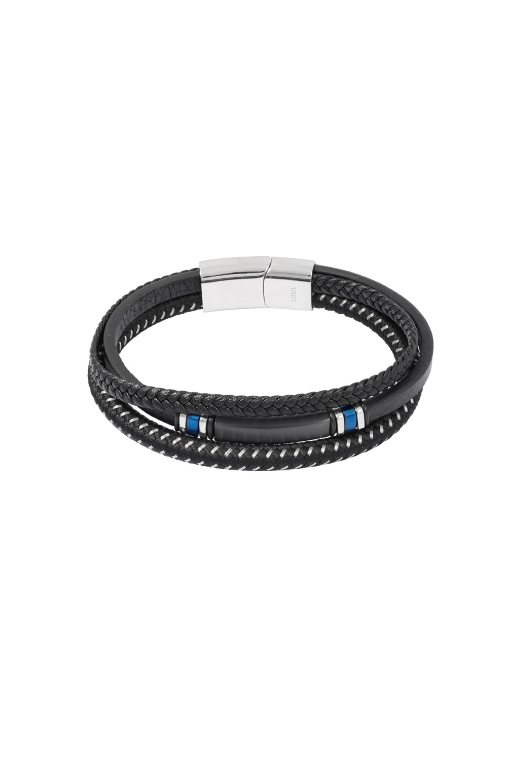Bracelet Homme Double Tressé Casual - Noir/Bleu