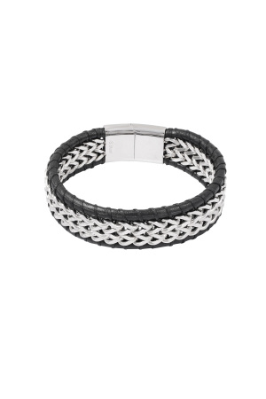Bracelet Homme Avec Cuir - Argent Noir h5
