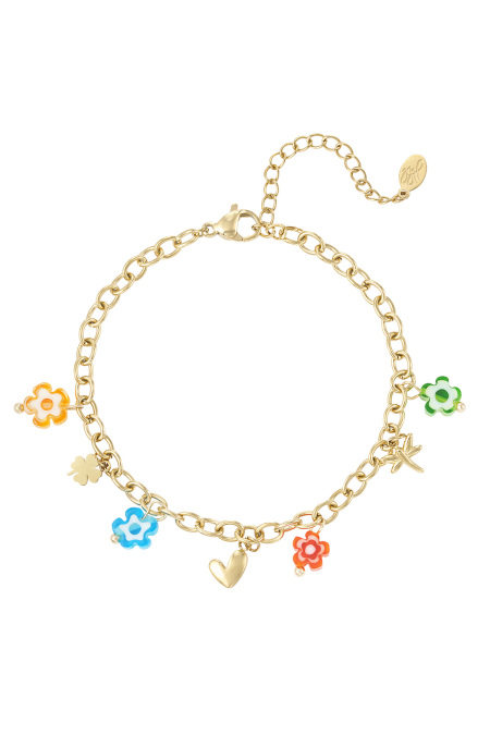 Bracelet fleurs festives - doré
