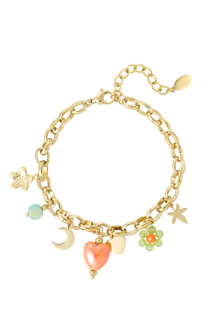 Bracelet À Breloques Avec Breloques Colorées - Doré h5 
