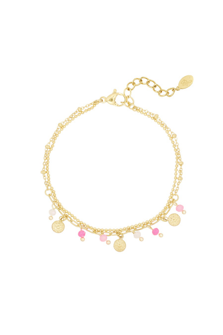 Bracelet avec pièces et perles - rose/doré 