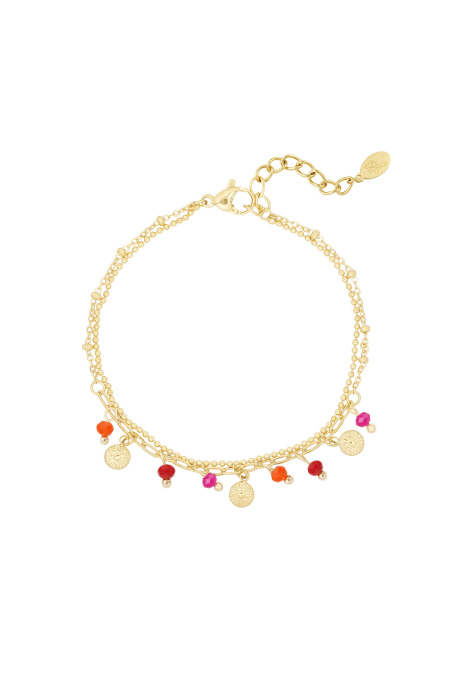 Bracelet avec pièces et perles - rose/doré 