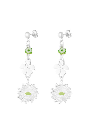 Boucles D'oreilles Florales Impeccables - Argent Vert h5 