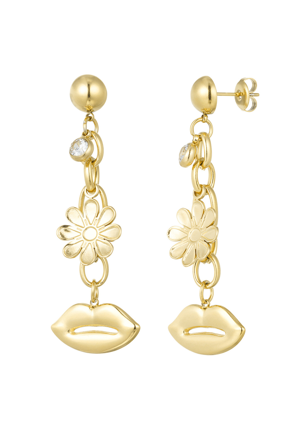 Boucles D'oreilles Pendantes Lèvres Fleuries 