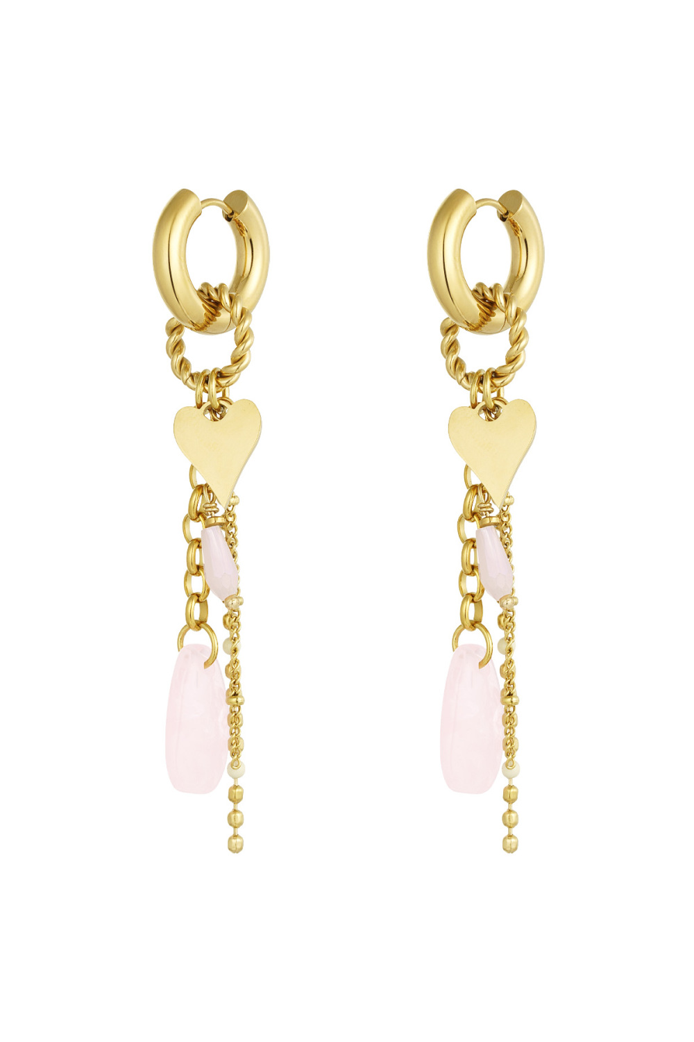 Boucles D'oreilles Amour Rose - Rose/Doré