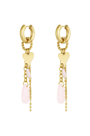 Boucles D'oreilles Amour Rose - Rose/Doré h5