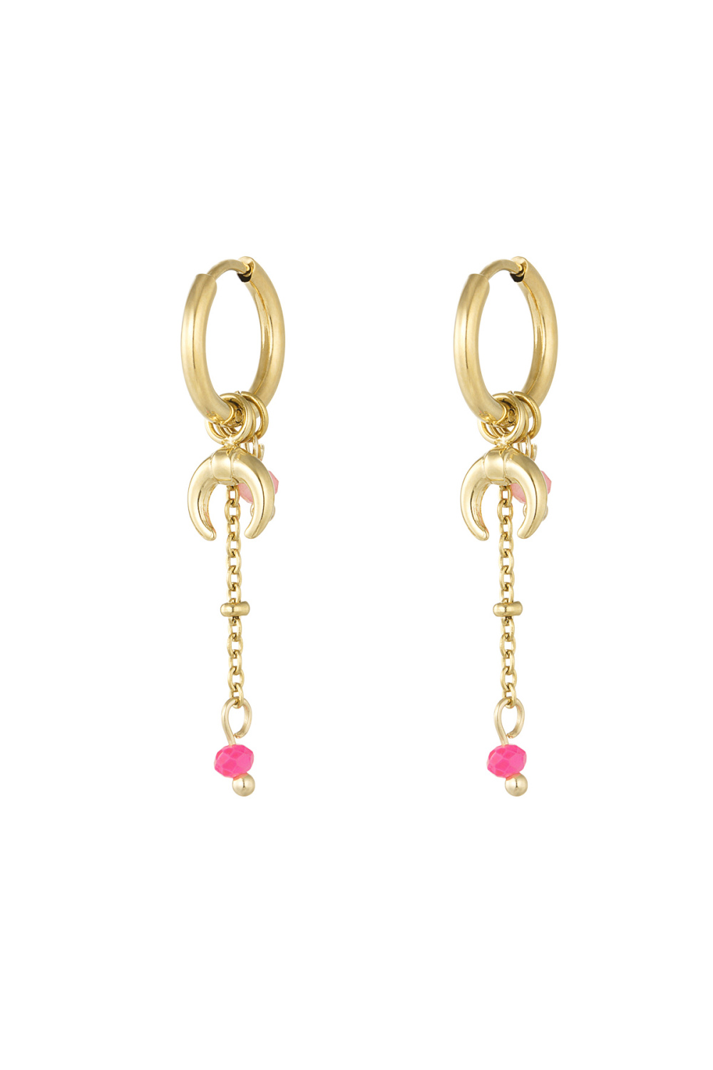 Boucles D'oreilles Croissant De Lune Coloré - Doré 