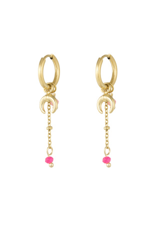 Boucles D'oreilles Croissant De Lune Coloré - Doré h5 