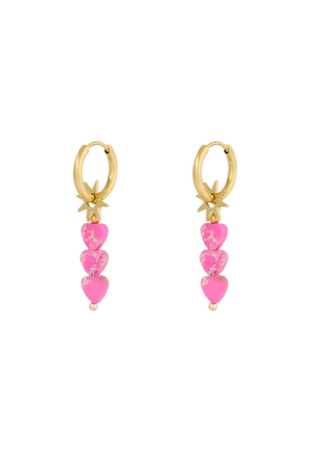 Boucles D'couleur Oreilles Triple Coeur Étoile 