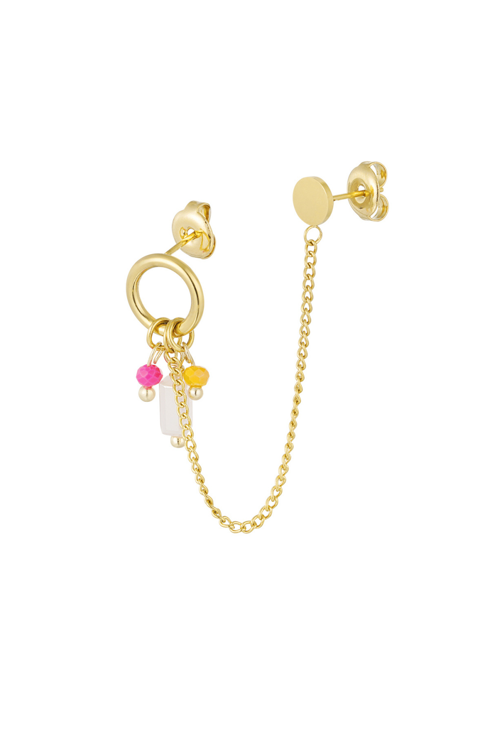 Boucles D'oreilles Doubles Avec Breloques - Doré  