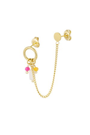 Boucles D'oreilles Doubles Avec Breloques - Doré  h5 