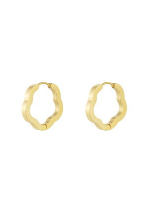 Boucles D'oreilles Basiques Forme Fleur Grandes - Dorées h5