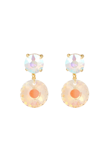Boucles d'Couleur oreilles double diamant - Couleur or blanc 
