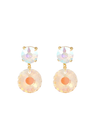 Boucles D'couleur Oreilles Double Diamant - Couleur Or Blanc h5