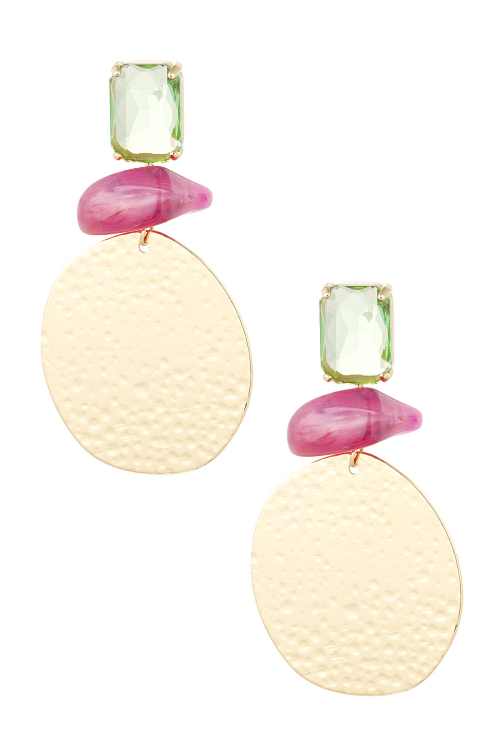 Boucles D’oreilles Déclaration Beach Vibe - Rose/Vert 