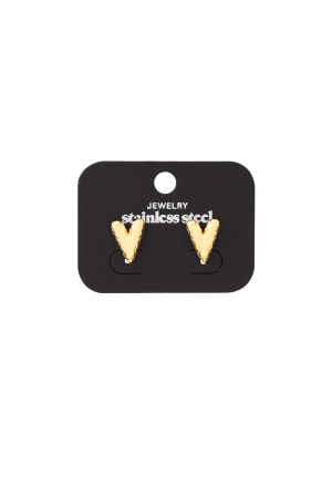 Boucles D'oreilles Clous Coeur Avec Structure - Doré h5 Image5