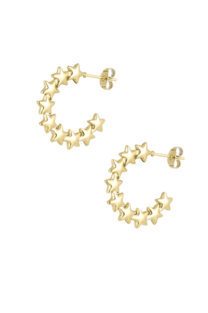 Boucles D'oreilles Étoile Ronde - Doré h5 