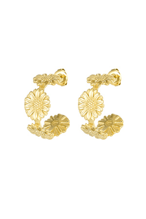 Boucles D'oreilles Fête Fleurie - Doré h5 