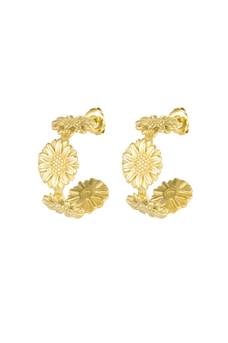 Boucles d'oreilles fête fleurie - doré