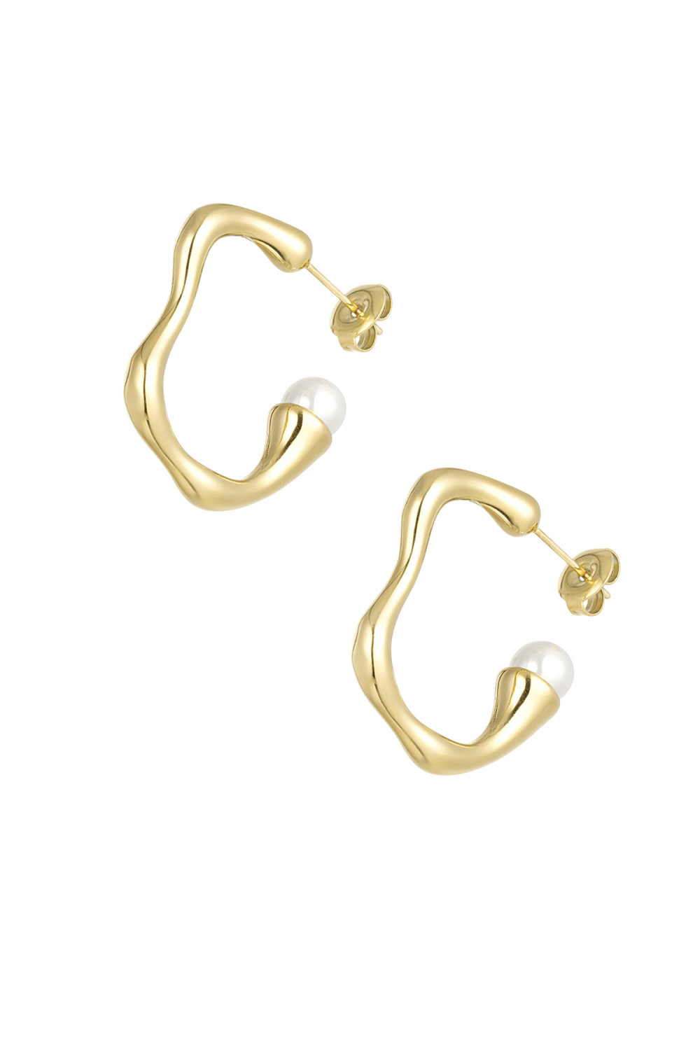 Boucles D'oreilles Asymétriques Perles - Doré 